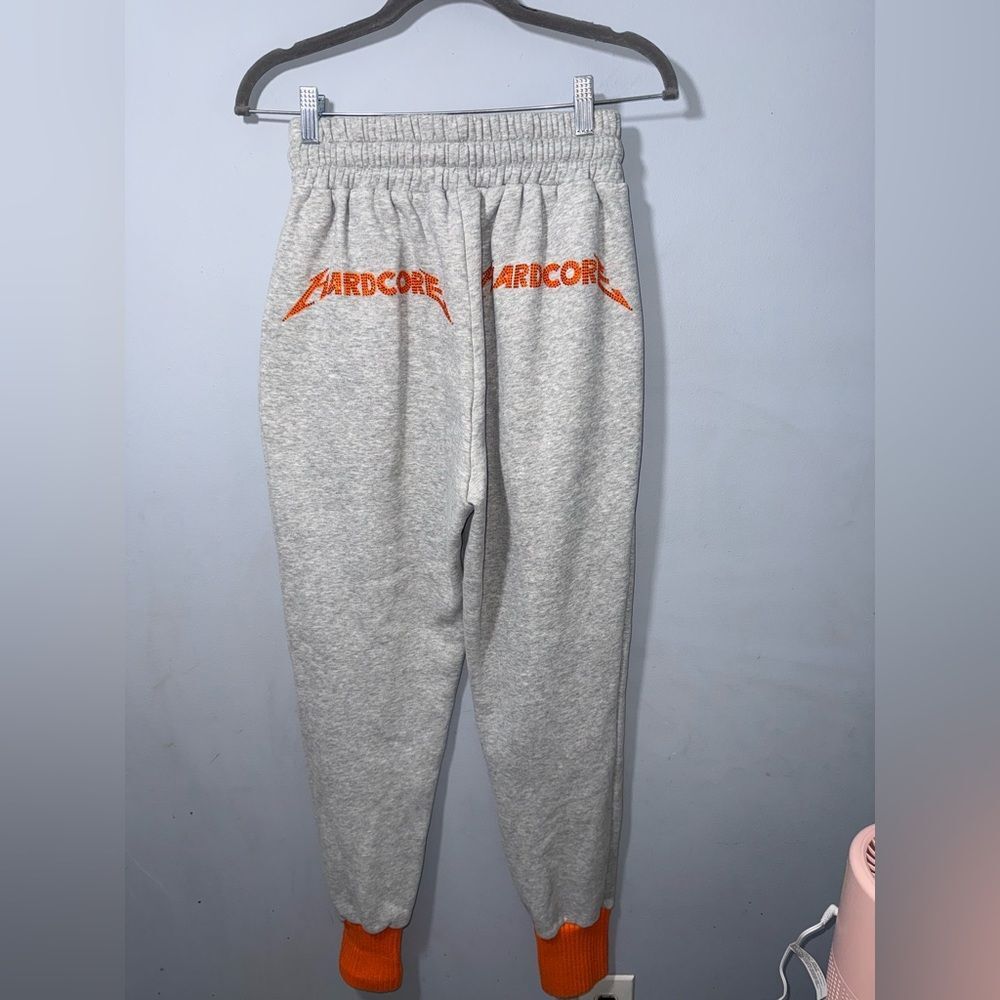 Akira Women’s Hard pop of color Hardcore Bedazzled Sweatpants joggers Orange M
